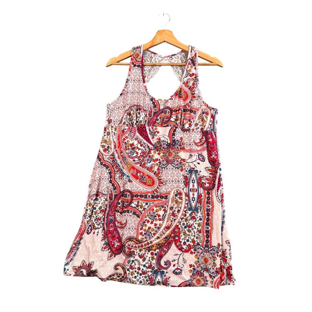 Secret Treasures‎ Paisley Lace Chemise Racerback Romantic Boho Sleepwear L